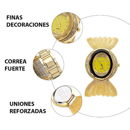 Reloj Mariposa Dorado Mujer
